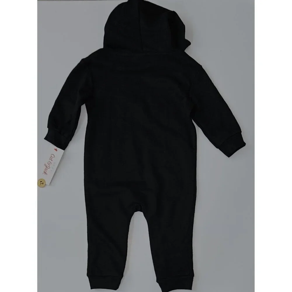 NEW Black Cat Halloween Outfit Baby 6-9 Months Hooded PINK FACE Cat & Jack